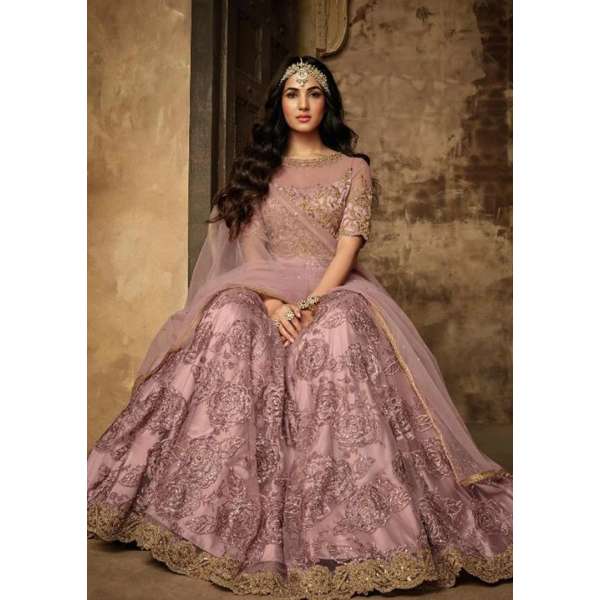 Rose Pink Indian Ethnic Wedding Anarkali Gown