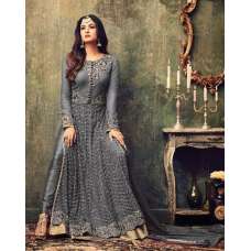 ZAC4707-D GREY INDIAN HEAVY EMBROIDERED WEDDING WEAR DRESS (3 weeks delivery)