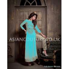Sky Blue Indian Party Suit Punjabi Wedding Dress