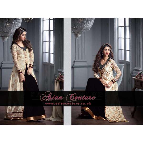 M20002-D BLACK AND SILVER GEORGETTE PARTY WEAR ANARKALI SUIT