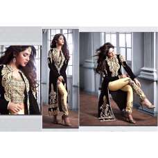 ZM20004-D BLACK AND GOLD GEORGETTE PARTY WEAR ANARKALI SUIT