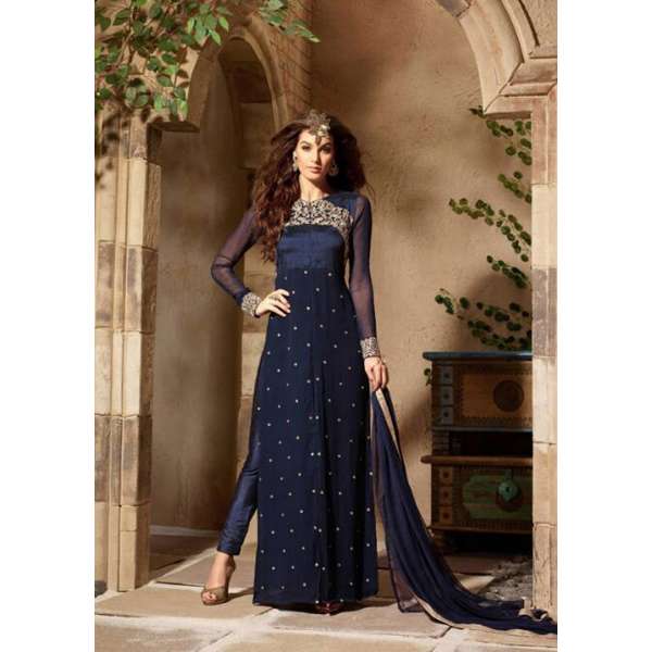 ORIGINAL BEST SELLER 3103 DARK BLUE MAISHA INFINITY EMBROIDERED EID SUIT