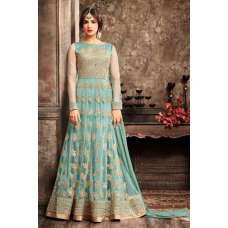 Turquoise Indian Ethnic Suit Embroidered Anarkali Dress