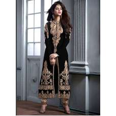 Black Heavy Embroidered Velvet Designer Salwar Kameez