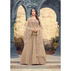WARM SAND INDIAN PAKISTANI PARTY WEAR ANARKALI DRESS