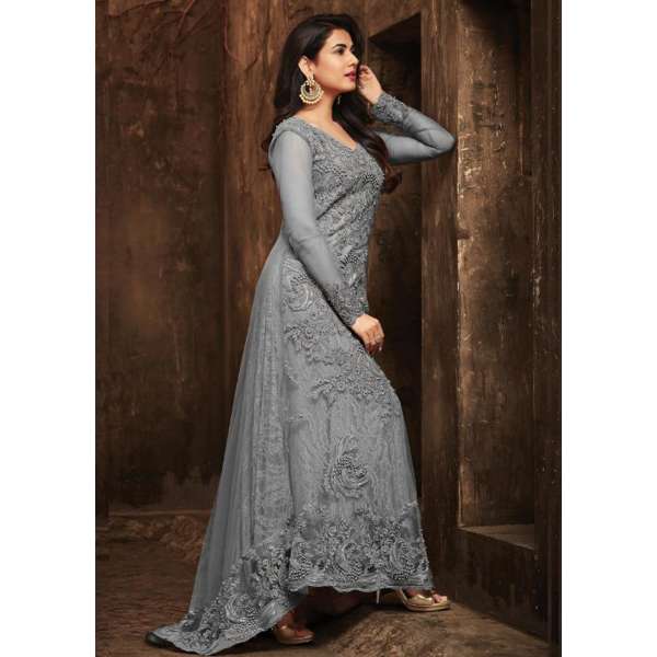 GREY INDIAN PAKISTANI WEDDING TRAIL GOWN (3 weeks delivery)