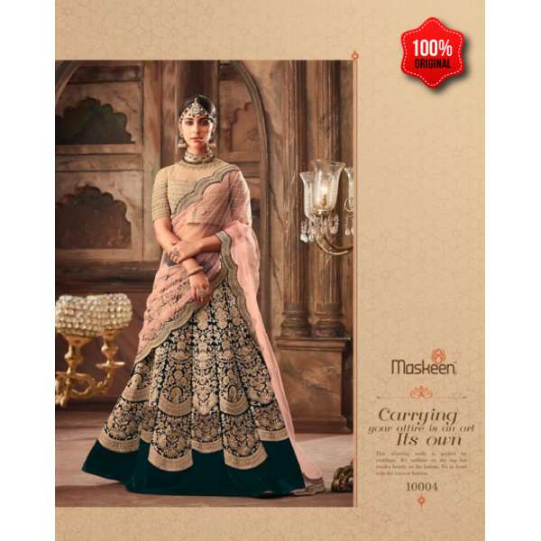 GREEN AND GOLDEN HEAVY EMBROIDERED PUNJABI WEDDING LEHENGA 