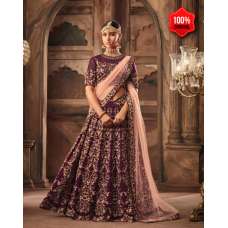 PURPLE HEAVY EMBROIDERED PUNJABI WEDDING LEHENGA 