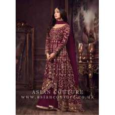 STUNNING INDIAN DESIGNER MAROON LEHENGA GOWN 