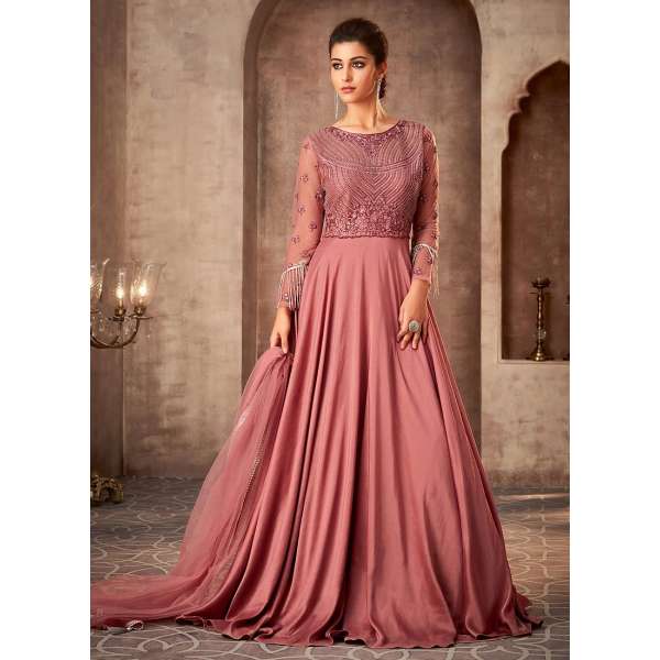 Rose Pink Indian Pakistani Style Wedding Maxi Gown