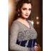 Navy Blue And Silver Long Kurti Glamour Semi Stitched Salwar Suit