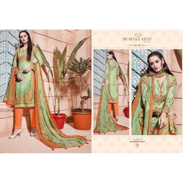 Green Orange Summer Cotton Dress Salwar Suit