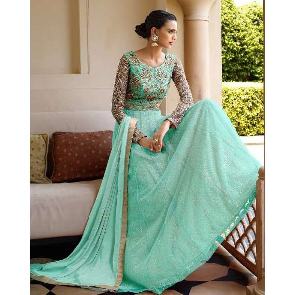 Turquoise Fancy Indian Wedding Gown