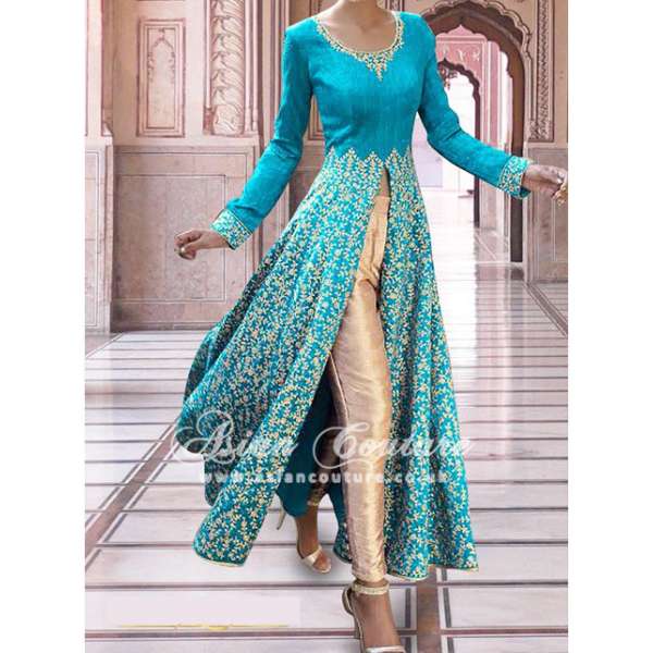 SAR002 LIGHT BLUE SEMI STITCHED ROSE ANARKALI SUIT