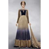 Gold and Blue Indian Wedding Bridal Gown