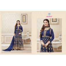 Blue Gold Anarkali Suit Party Maxi Gown