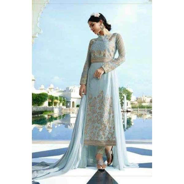  LIGHT BLUE DRESS PARTY WEAR SALWAR KAMEEZ 