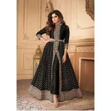 Black Indian Designer Party Wear Front Slit Anarkali Dress