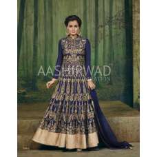 BLUE DIA MIRZA HEAVY EMBROIDERED ANARKALI DRESS