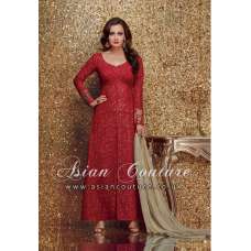Ruby Red Evening Dress Designer Gown