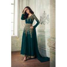 TEAL BLUE SUMMER PARTY WEAR INDIAN GEORGETTE DRESS