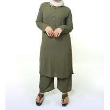 Dark Olive Green Two Piece Modest Co-Ord Outfit