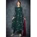 Ultramarine Green Floral Printed Frock & Churidar Suit