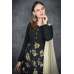 Black Floral Print Churidaar Suit