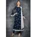 Navy Blue Anarkali Floral Dress 