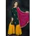 Dark Green & Saffron Yellow Punjabi Gharara Suit 