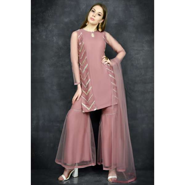 Rose Pink Designer Eid Readymade Gharara Dress