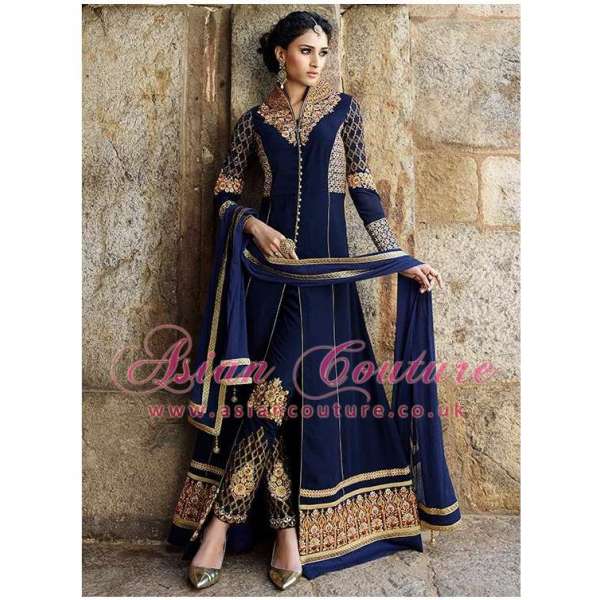 NAVY BLUE AAFREEN ADAA STYLISH ANARKALI SUIT