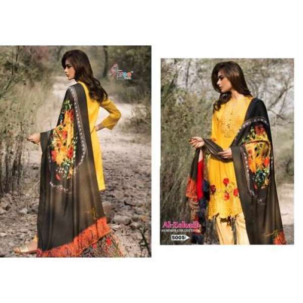 5005 YELLOW ALI ZOHAIB GLAZED COTTON SALWAR KAMEEZ SUIT 