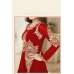 RED HEAVY EMBROIDERED FLOOR LENGTH ANARKALI DRESS