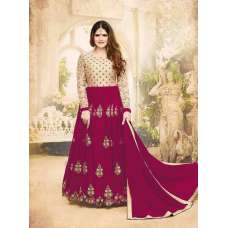Pink Beige Wedding Anarkali Dress Maxi Gown