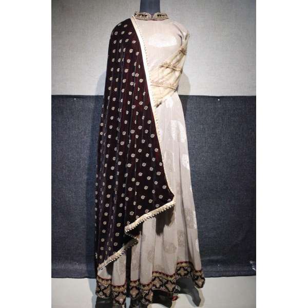MAROON HEAVY EMBROIDERED VELVET SHAWL