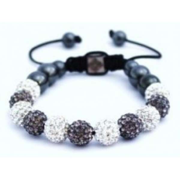 GREY AND SILVER WHITE UNISEX CRYSTAL BALL BRACELET