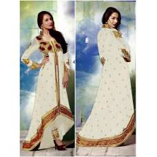 GL3801 White GLOSSY MALAIKA ARORA ANARKALI DRESS