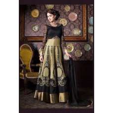 4702 BLACK AND OLIVE CHENAB DESIGNER ANARKALI SUIT 