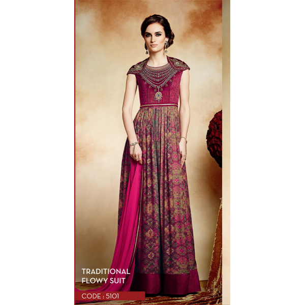 5101 Maroon Heer Crape Dress Suit 