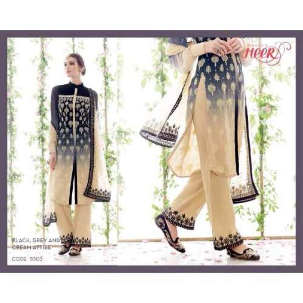 Black Cream Indian Designer Wear Party Suit