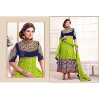 Blue and Green WEDDING WEAR HEAVY EMBROIDERED ANARKALI