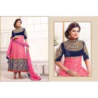 Blue and Pink WEDDING WEAR HEAVY EMBROIDERED ANARKALI