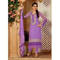Purple KARISHMA GEORGETTE LONG LENGTH STRAIGHT SUITS