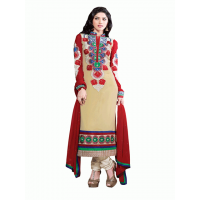 Beige Party Dress Kurti Top Churidaar Shalwar Suit