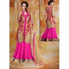  Hot Pink with Gold Dia Mirza Wedding Wear Anarkali  