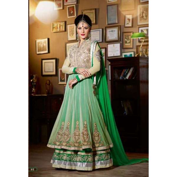 Mint Green Stunning Jacqueline Fernandez KICK Anarakali Dress