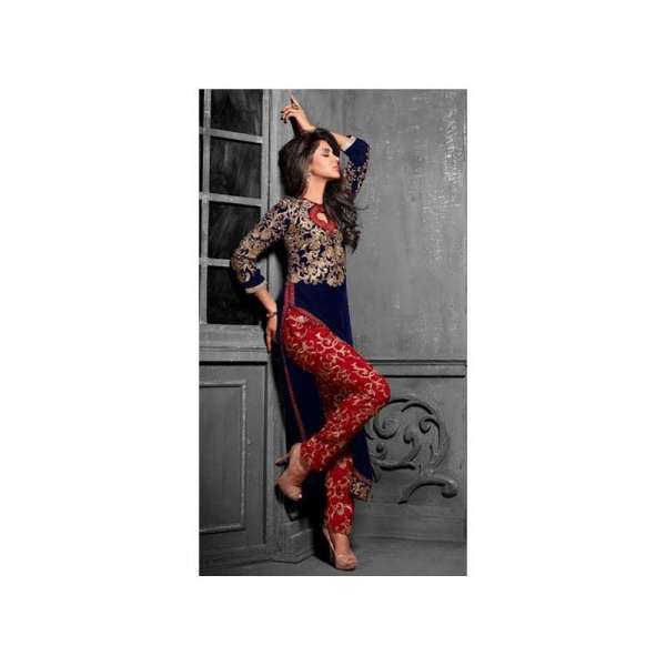 Blue & Red Pakistani Designer Party Wear Salwar Suit