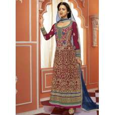 Purple ENIGMATIC WEDDING WEAR GEORGETTE ANARKALI DRESS