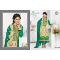 Cream with green HEENARI PARTY WEAR GEORGETTE SHALWAR SUIT